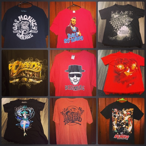 10 T-SHIRT MYSTERY BUNDLE - Bulk Lot Set Random Tees Shirts - Picture 9 of 16